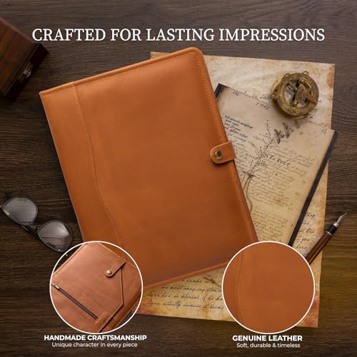 Image of Leather Portfolio, Leather Binder with Pen, Leather Portfolio for Men and Women, Leather Padfolio, Leather Folder, Portfolio Binder, Business Portfolio Men and Women