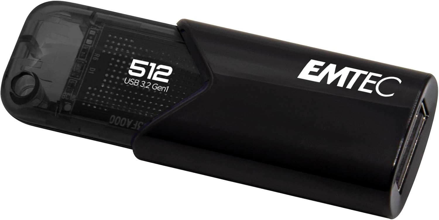 Emtec B110 Click Easy 3.2 USB Flash Drive 512 GB USB Type-A 3.2 Gen 2 (3.1 Gen 2) Black