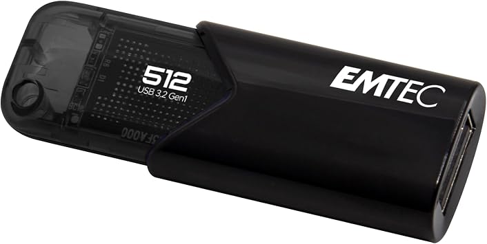 Emtec B110 Click Easy 3.2 USB Flash Drive 512 GB USB Type-A 3.2 Gen 2 3.1 Gen 2 Black