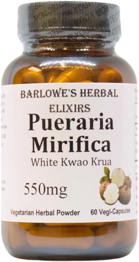 Pueraria Mirifica | 550 mg Per Capsule | Promotes Natural Beauty, Skin Elasticity & Hair Health | 60 Veggie Capsules | Non-GMO | Stearate Free | Glass Bottle