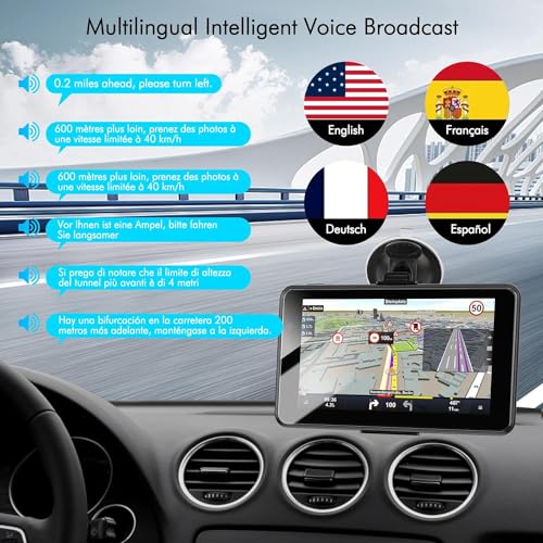 Image of 2025 GPS Navigator for Car Truck RV, North America /EU Dual Map 16G 7 in Touch Screen Car GPS, Support Voice Turn Direction Guidance /Speed and Red Light Warning /Custom Truck Routing (Black)