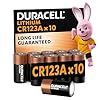 DURACELL CR123 (confezione da 10) al litio ad alta potenza da 3 V (CR123A / CR17345) – Lunga durata garantita – Pile per l’utilizzo in telecamere, torce, rilevatori di fumo