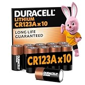 DURACELL CR123 (confezione da 10) al litio ad alta potenza da 3 V (CR123A / CR17345) – Lunga durata garantita – Pile per l’utilizzo in telecamere, torce, rilevatori di fumo