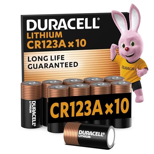 DURACELL CR123 (confezione da 10) al litio ad alta potenza da 3 V (CR123A / CR17345) – Lunga durata garantita – Pile per l’utilizzo in telecamere, torce, rilevatori di fumo