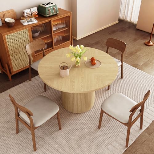 image for Weselon Round Dining Table For 4, Modern Farmhouse Kitchen Table, 47 I