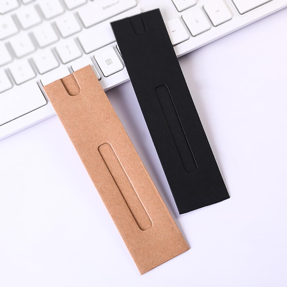 JIHUOO 30 Pcs Kraft Paper Pen Sleeves Holder Single Pen Pouch Case Ballpoint Pen Pocket Protector Pen Packaging Bags with Window Brown - Image 4