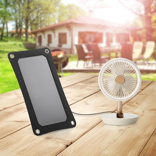 SUNYIMA Mini Solar Panel, 5V 7W USB IBC Solar Panel Charger with Built-in Voltage Stabilization System for Smart Phone, Camping Lanterns, Small Fans Monitor (Black)