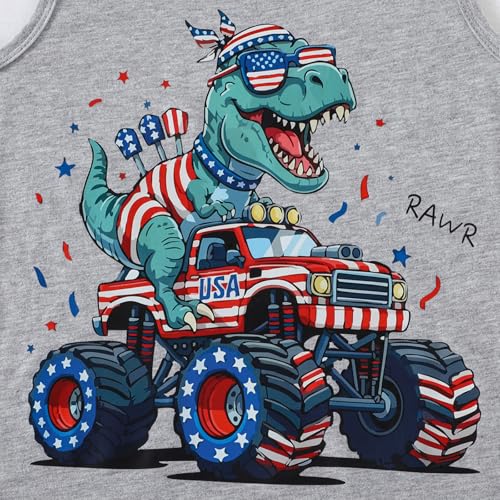 Image of Toddler Boys 4th of July Tank Cotton Kids American Flag Shirts Patriotic Sleeveless Tees Top 2-7 Years