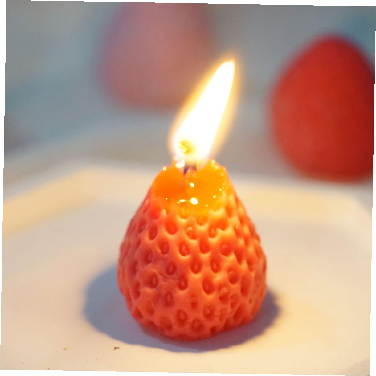 Set 9 Candele Profumate Forma Fragola in Paraffina Rosse Decorazioni Adorabili per Festa e Casa Atmosfera Calda e Confortevole