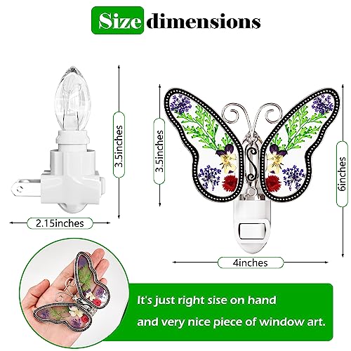 Butterfly Stained Glass Night Light Flower In Glass With Metal Trim Butterfly Night Light Nursery Bedroom Bathroom Decorative Accent Lite Elegant Home Decoration, Guardian Butte Gift Color Boxes! #TOP3