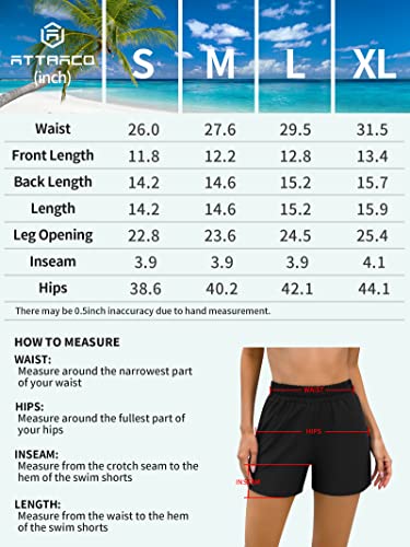 Attraco Womens Swim Shorts Elastic Waist Swim Trunks Bikini Shorts Black Aqua S #TOP5