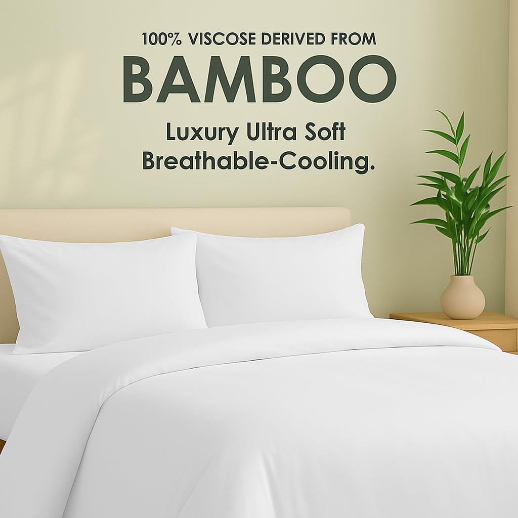 Kotton Culture 100% Viscose derived from Bamboo Duvet Cover Twin Size - Cooling & Silky Soft Luxury Bedding for Hot Sleepers, Breathable Comforter Cover - Zipper Closure & Corner Ties - White