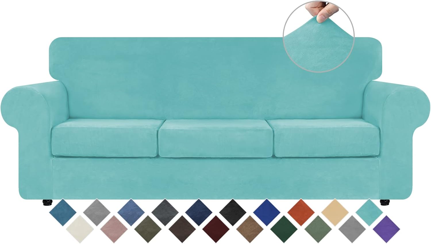 WEERRW 4 Pieces Velvet High Stretch Couch Covers for 3