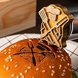 TPFOON Personalized Hamburger Branding Iron - Custom for Burger Bread, Meat, Steak Buns, BBQ, and Food - Brass