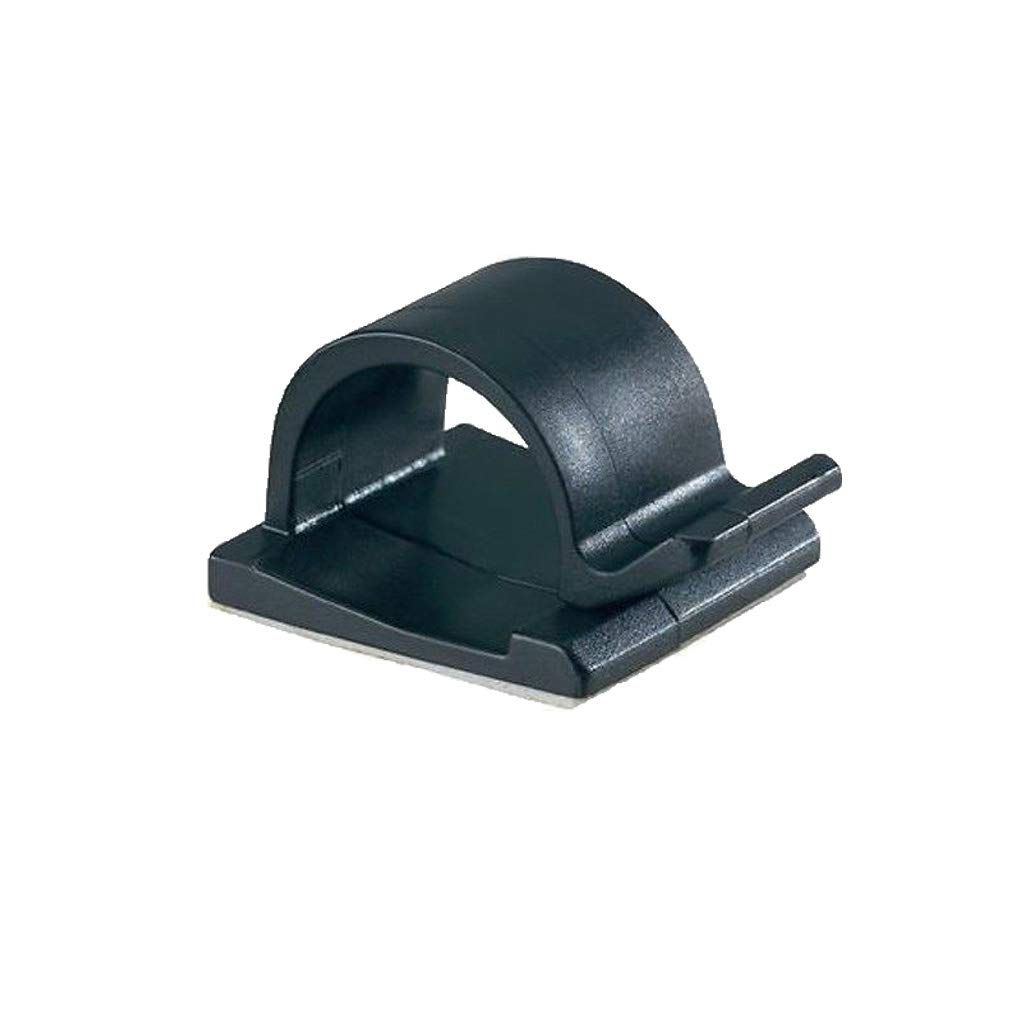 50x SELF Adhesive Nylon Clips for Cable,Wire,Conduit, Natural Black 16MM, 25MM, 28MM (28mm x 33mm (Hole Size 13.8mm), Black)