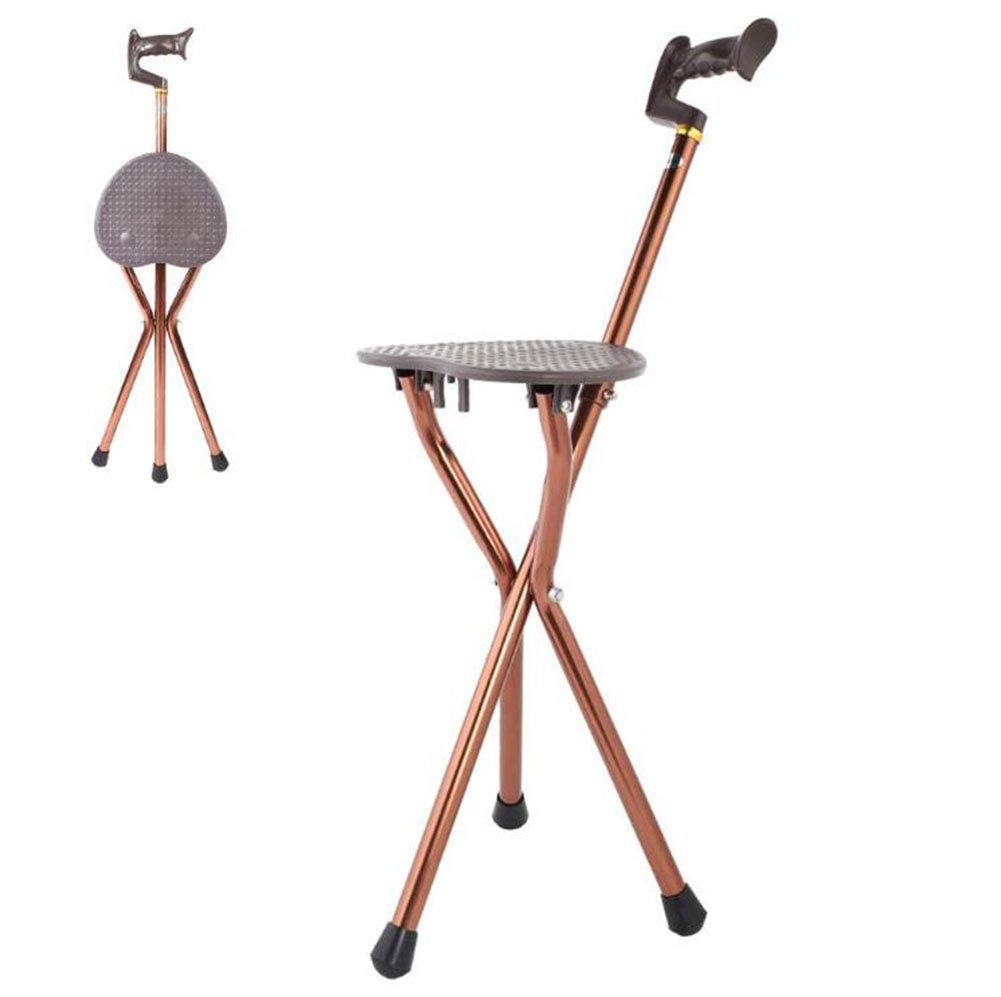 Practical Handy Cane Seat, Tripod Metal Portable Folding Walking Stick Chair Seat Stool Travel Cane Chair for Fishing Garden Camping Event Stool, for Elderly, Gift for Parents