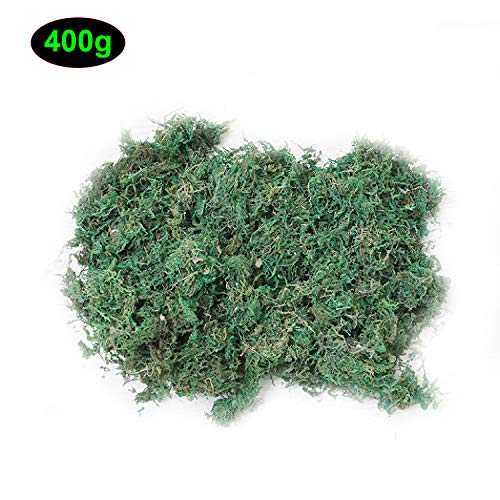 CAILI Artificial Moss,Fake Green Lichen,Fake Green Plants for Home Garden Patio Decoration, Artificial Reindeer Moss For Lining Plant Flower Garland Decor 400g