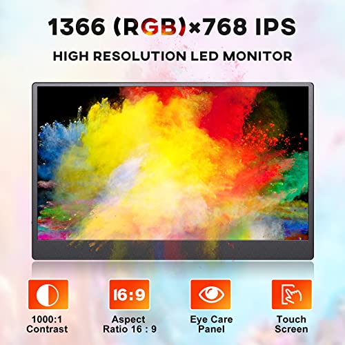 Portable Monitor, Eyoyo 11.6 Inch Touchscreen Computer Display 1366x768 Portable Laptop Monitor USB C HDMI -Powered Monitor, IPS 178° Screen Eye Care, External Monitor for Laptop PC Phone Mac Xbox PS4 - Image 3