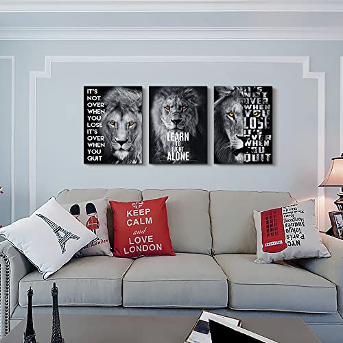 Motivational Wall Art For Office Inspirational Wall Art Decor Posters Wall Pictures Entrepreneur Quote Wall Decor Black And White Lion Canvas Art Office Decor Living Room Home Decorations 3 Piece Set #TOP5