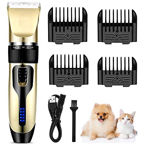 BMBMPT Dog Clippers, Professional Dog Grooming Clippers Dog Hair Trimmer with Low Noise Rechargeable Cordless Electric Quiet Hair Clippers Set for Dogs Cats & Others