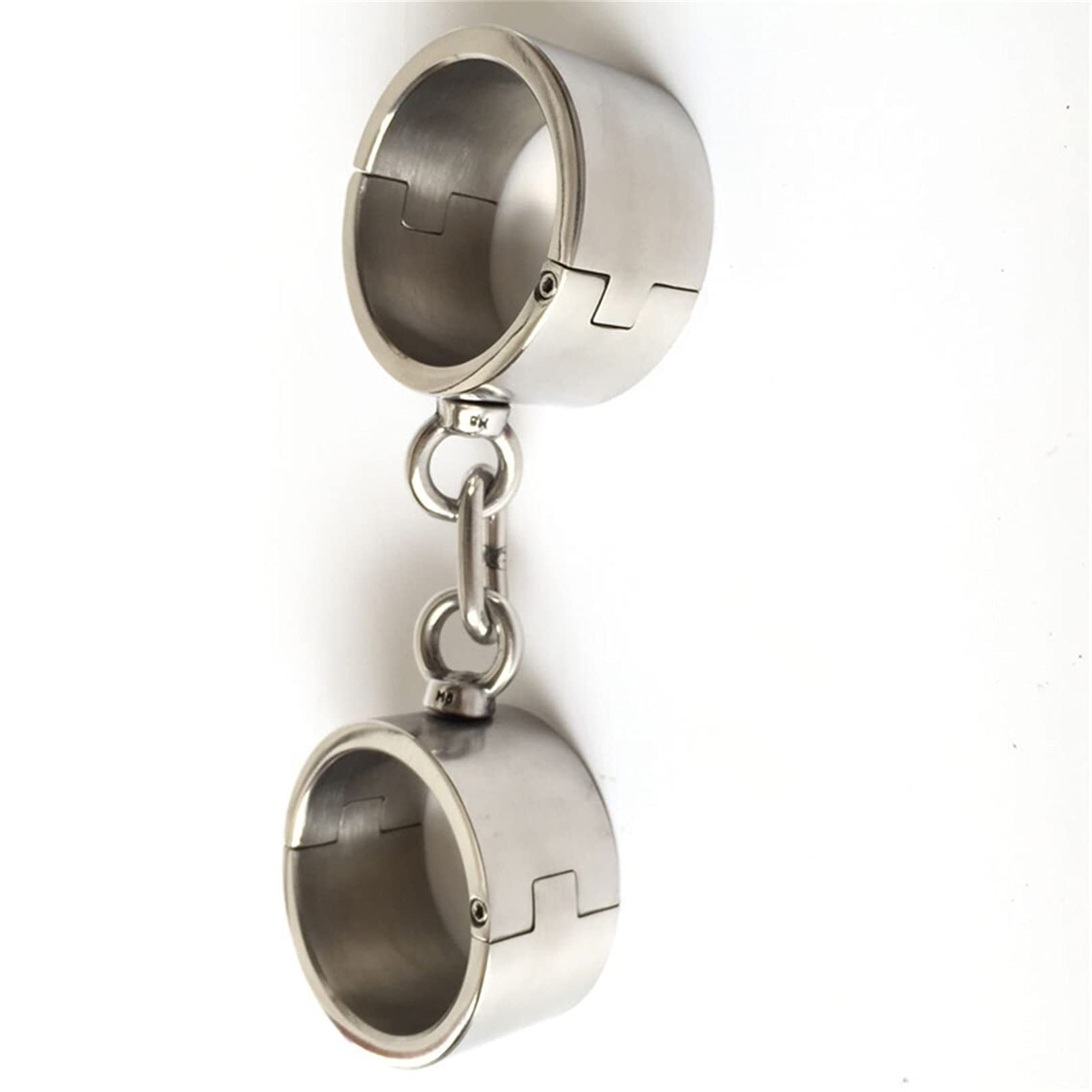 1 Paar Ca. 900G Schwer Edelstahl Handschellen/Handfesseln, 4cm Hohe Abschließbar Handgelenk Handcuffs Slave Fetisch Fesseln Flirtspiel BDSM Sex Spielzeug für Paare,Male Oval