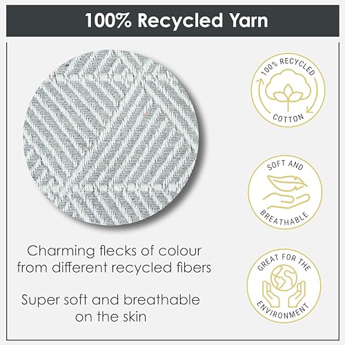 Emma Barclay Throw Blanket For Sofas Bed Extra Large Recycled Cotton Throws For Settees In Grey Throw Scandi Woven Blankets - Zahra Collection 50" X 60" (127Cm X 152Cm) Grey - 6