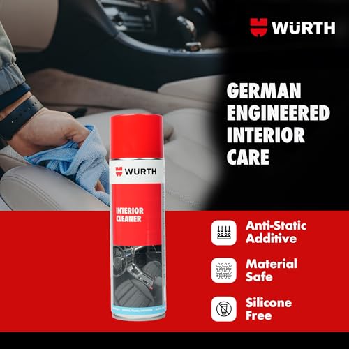 Image of Wuerth Interior Cleaner - 500ml | Multi-Surface Car Interior Foam Cleaner | German Engineered Anti-Static Formula | Cleans Plastic, Glass & Upholstery | Removes Odours & Dirt