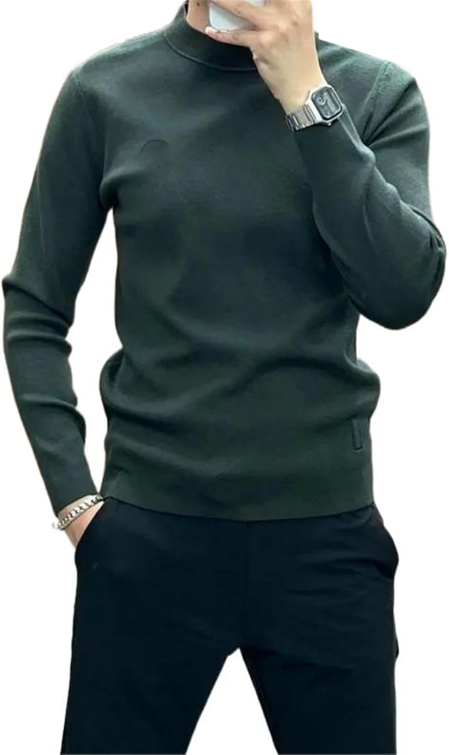 Long-Sleeved Bottoming Shirt, Thick Inner Layer, Warm Autumn and Winter Men's Slim Sweatshirt