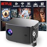 【Netflix Licensed - 5“LCD - 4k -2200ANSI】Smart Projector with Wifi And Bluetooth, Dust-Proof Sealed, 3D Audio, Auto Keystone & Zoom,Native Projector HD 1080P Max 330" Display Home Outdoor Proyector