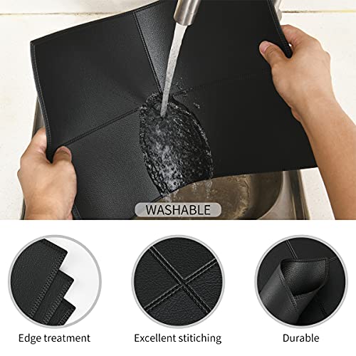 Punkspace Black Faux Leather Placemats Set Of 6 Stain Resistant Table Mats Waterproof Easy To Clean Washable For Kitchen Dining Table #TOP3