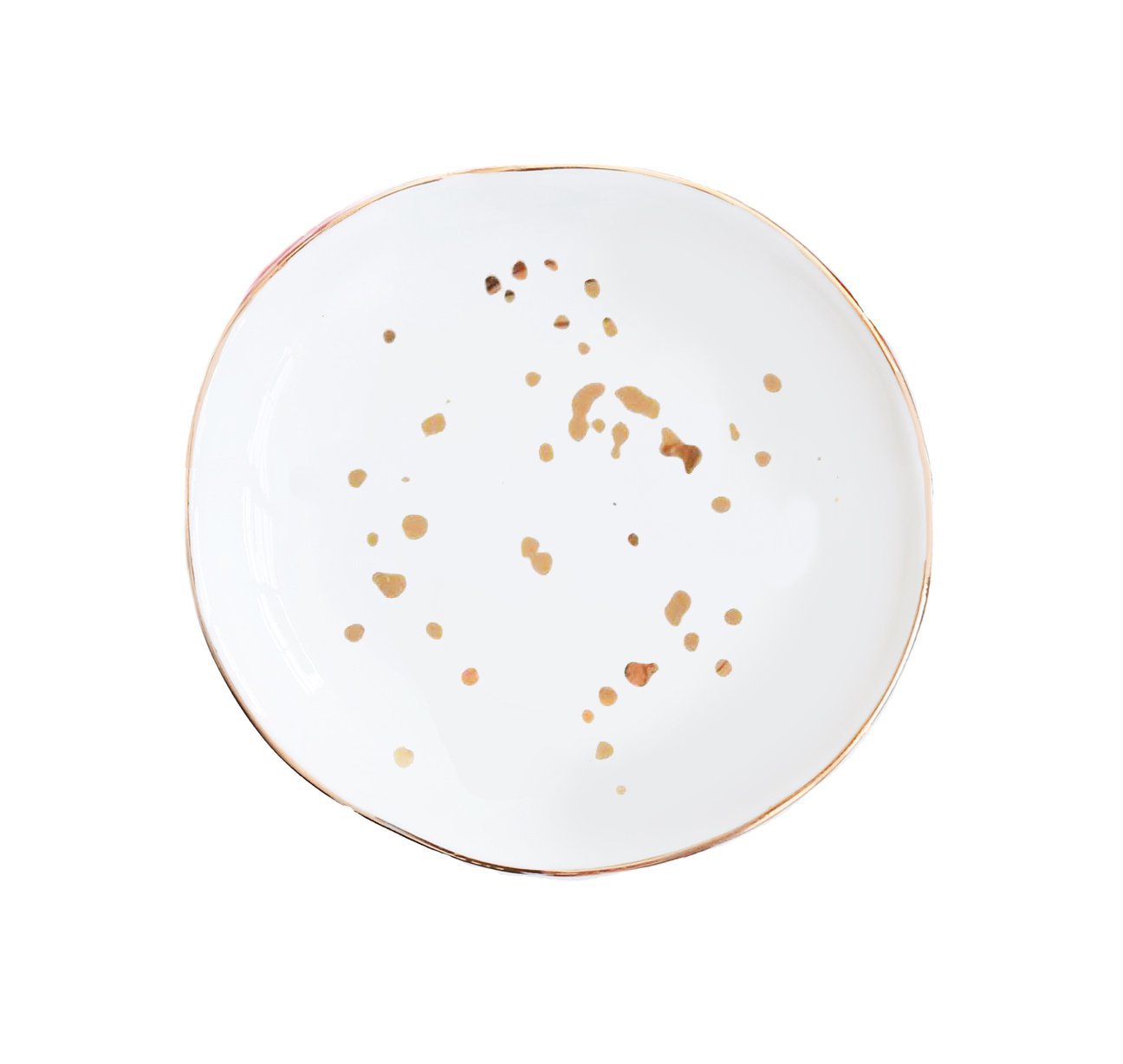 SWEET WATER DECOR Ring Dish Engagement - Ceramic Wedding Ring Dish for Bridal Shower - Ring Dishes for Women with White & Gold Speckled Decorative - Elegant Ring Dish Holder & Jewelry Organizer