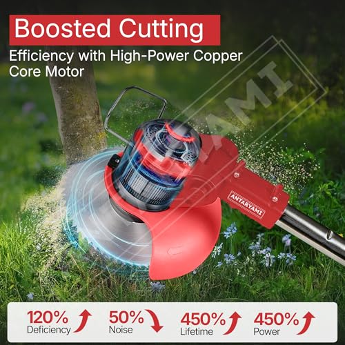 Image of Electric Wireless Rechargeable Edge Cutter 48V - 25cm Cutting Width | 2-in-1 Mower & Trimmer | Adjustable Height | 3 Blade Types | Lightweight & Portable | Lawns & Gardens (A5)