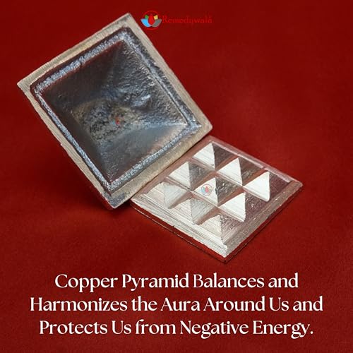 Image of REMEDYWALA Vastu Copper Pyramid with Base 9 Pyramid Plate | South East Vastu Dosha Remedies | Size 3.5CM Approx. Copper Model