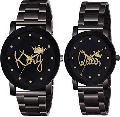 MIVAAN Pack of 2 Analog King and Queen Black Dial Mens and Womens Couple Watch Unique Design (B0963WZ8WK) Amazon Price History, Amazon Price Tracker