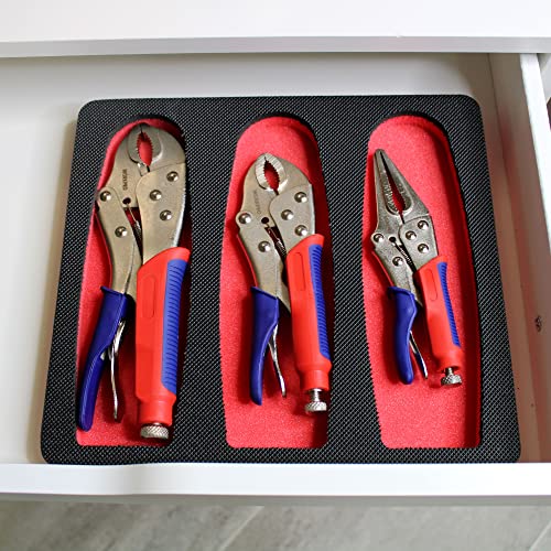 Polar Whale Tool Drawer Organizer Pliers Holder Insert Red and Black Durable Foam Tray 3 Pockets Holds 3 Pliers Up to 9 Inches Long Fits Craftsman Husky Kobalt Milwaukee Many Others