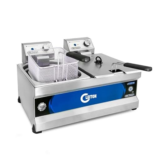 Cleiton® - Freidora Eléctrica 10+10 Litros Sobremesa | Freidora Industrial para Hostelería de Calentamiento Rápido para un Fritura Profesional para Bares y Restaurantes