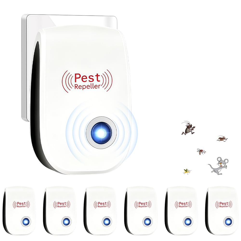 6 Pack Ultrasuoni Anti Zanzare, Ultrasuoni Mouse e Ratti, Repellente Ultrasuoni per Anti Topo, Ratti Formiche Ragni Zanzare C