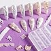 Laza 4pcs Lace Silicone Nail Art Molds, 3D Multiple Shapes Classical Lace Charms Silicone Nail Accessories with Carving Pen Resin Nail Art Mold Manicure Tools for Women DIY Y2k Decoration