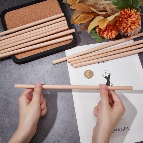 OLYCRAFT 12Pcs Round Wood Sticks 30cm Long Unfinished Beech Wooden Strips 10mm Round Dowels Strips Wooden Dowel Rod Natural Wood Sticks Model Accessories for Building Model DIY Craft Supplies - Image 3