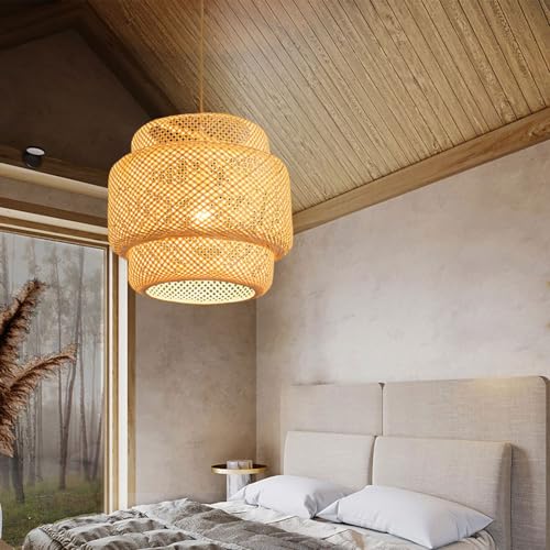 Lámpara de ratán de 30cm para iluminar mesas de restaurante y comedor 7