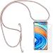 Produktbild Yohii Handykette hülle für Xiaomi Redmi Note 9S/9 Pro + Panzerglas, Hülle mit Kordel zum Umhängen Necklace Hülle mit Band Transparent Silikon TPU Schutzhülle, Case für Xiaomi Redmi Note 9S - Roségold