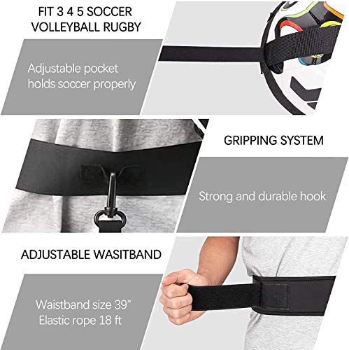 Kai Xin Solo Soccer Trainer, Hand Free Soccer Training Equipment for Kids Adult with Elastic Adjustable Waist Belt, Fits Size 3,4,5 Soccer Volleyball Rugby