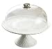 Jusalpha 12 Inches White Ceramic Decorative Cake Stand-Cupcake Stand with dome (CS01 - Plastic dome)