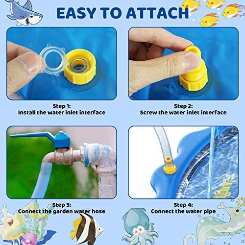 Toddler Toys - Splash Pad, Sprinkler & Splash Play Mat for Toddlers, Inflatable Outdoor Party Sprinkler Pad Wading Pool with 5 Patches for Kids Age 3+, Water Toys for Summer Outdoor Garden Beach-68"