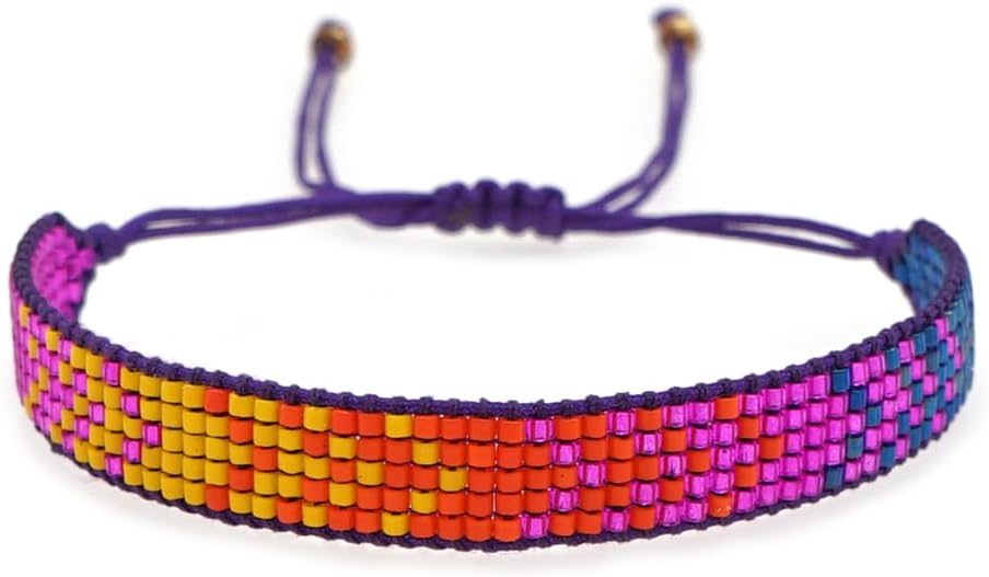 Handmade Boho Beaded Friendship Strand Wrap Bracelets for Women Charm Adjustable Couples String Rope Braided Bohemia Colorful Seed Beads Bracelet Fashion Jewelry Gift