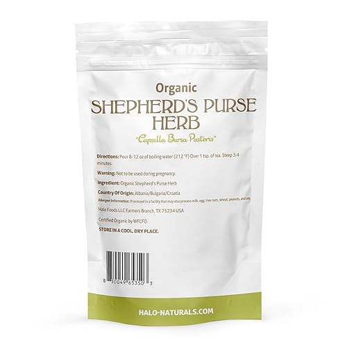 Miniatura 3 de Halo Naturals Bolso de pastor orgánico cortado y tamizado con hierbas, 4 onzas (Capsella bursa pastoris) certificado por USDA, bolsa resellable,