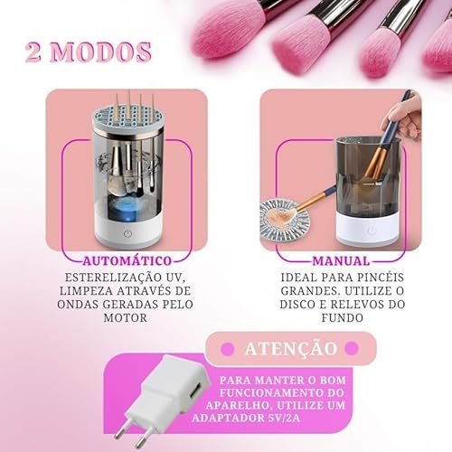 Limpador De Pincel Maquiagem Elétrico USB Lavador Profissional de Pinceis