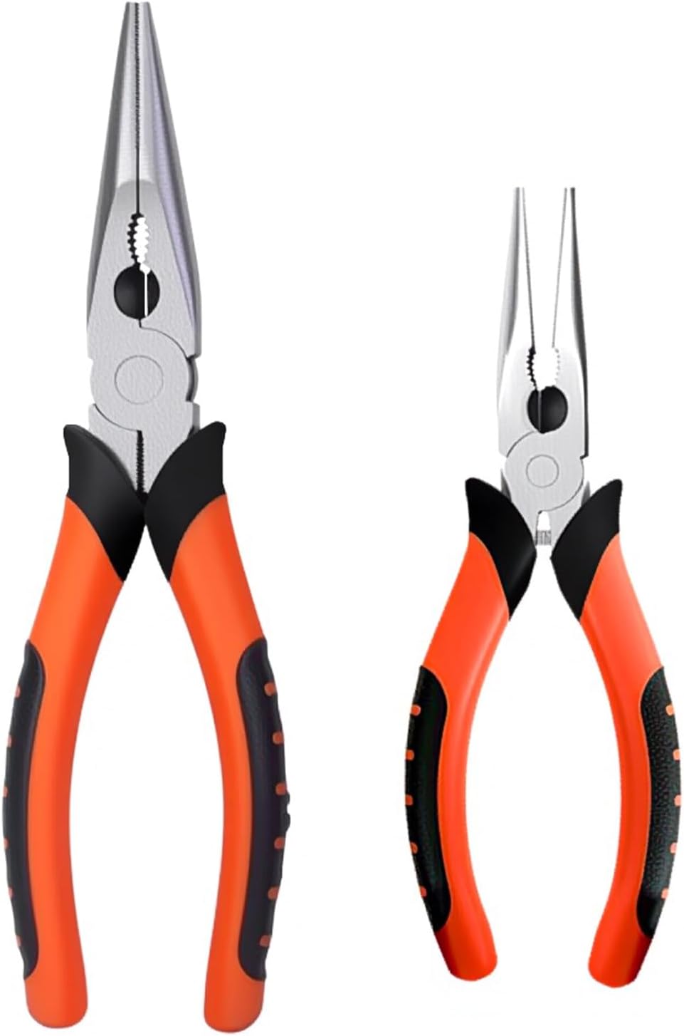 Needle Nose Pliers 8"&6",Premium Long Nose Pliers Set with Wire Cutter Heavy-Duty CRV Steel,Pliers with Soft Grip for Home/Jewelry/Crafts-2 Pack
