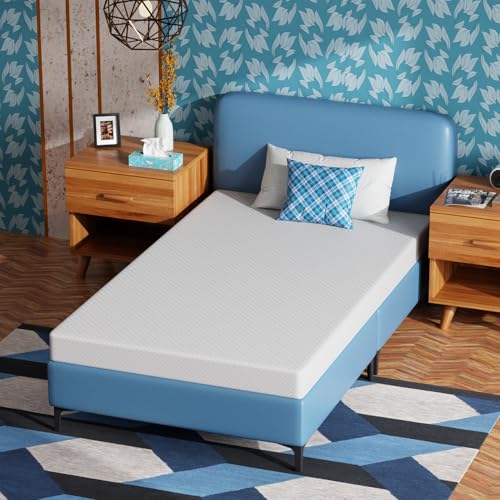 Ruesleag 5 Inch Twin Size Medium Firm Gel Memory Foam Mattress with Cooling Gel, Removable Washable Cover, CertiPUR-US Certified, White