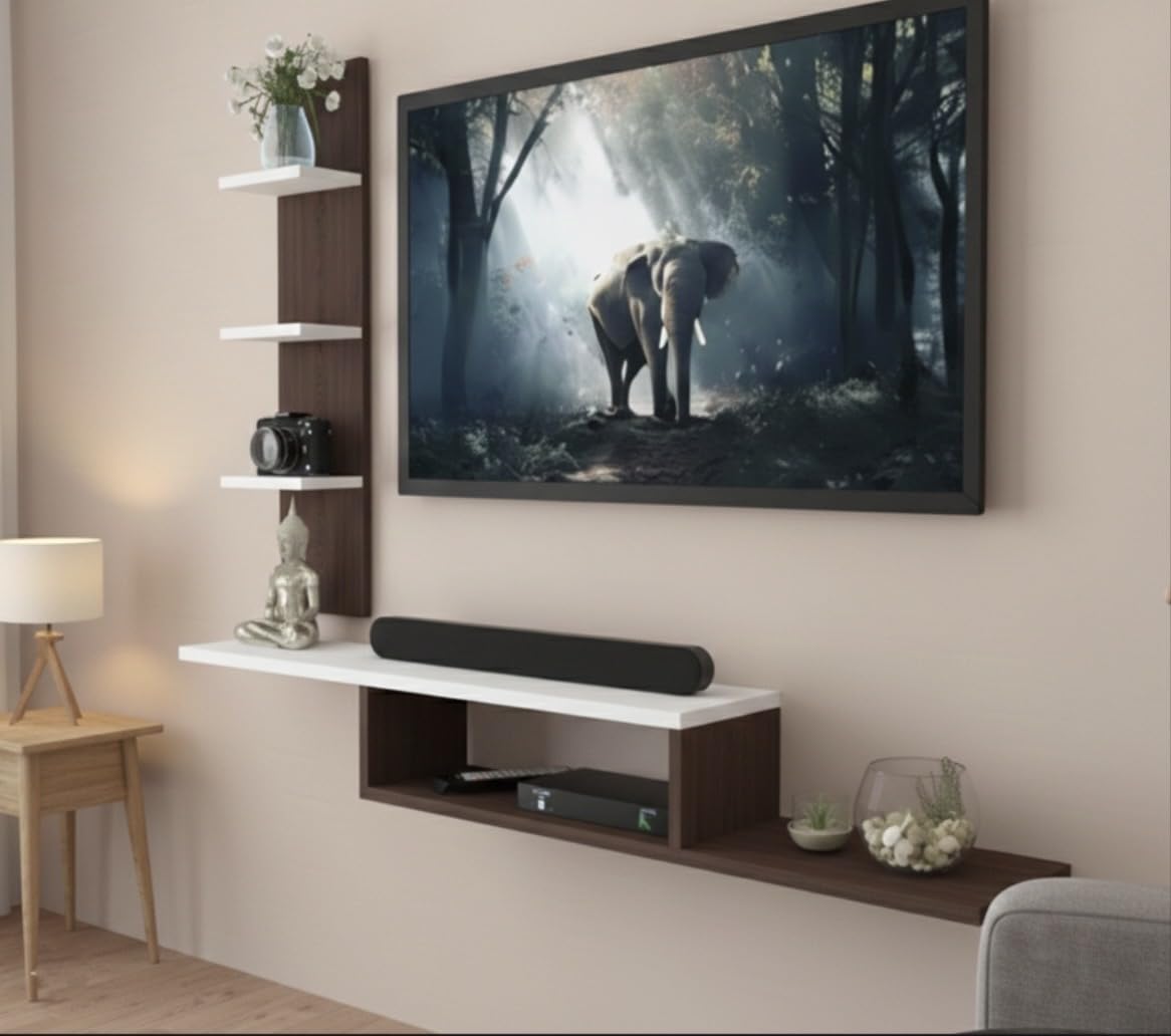 Dual L 36 inches Based, Tv Cabinet for Living Room/Kid's Room/Bedroom (Suitable for Upto 40 inches Smart tv (Dual L Style, Wenge White))-image-12